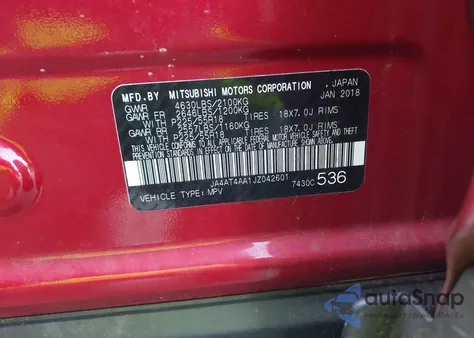 2018 Mitsubishi Eclipse Cross Le from USA, damaged, VIN JA4AT4AA1JZ042601